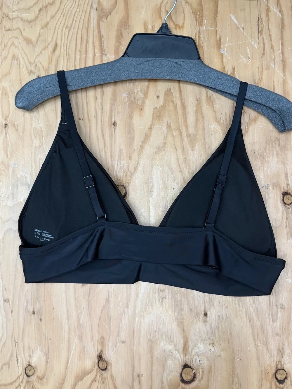 Aerie Black Longline Triangle Bralette Bikini Top UPF 50 XL